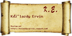 Kálazdy Ervin névjegykártya